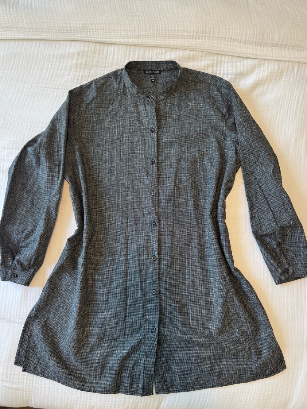 Eileen Fisher Gray Longline Button-Up Tunic Jacket